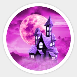 Moon illuminating the Castle Sticker